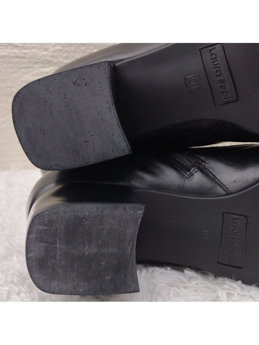 Karen Scott Betty Black Leather Upper Point Toe Side ZipBlocked Heel Ankle Boot - Picture 10 of 16